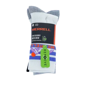 Merrell Durable, Recycled Blend All Around Crew Sock 3 Pair Pack with Blister Protection and Fast Dry Moisture Wicking