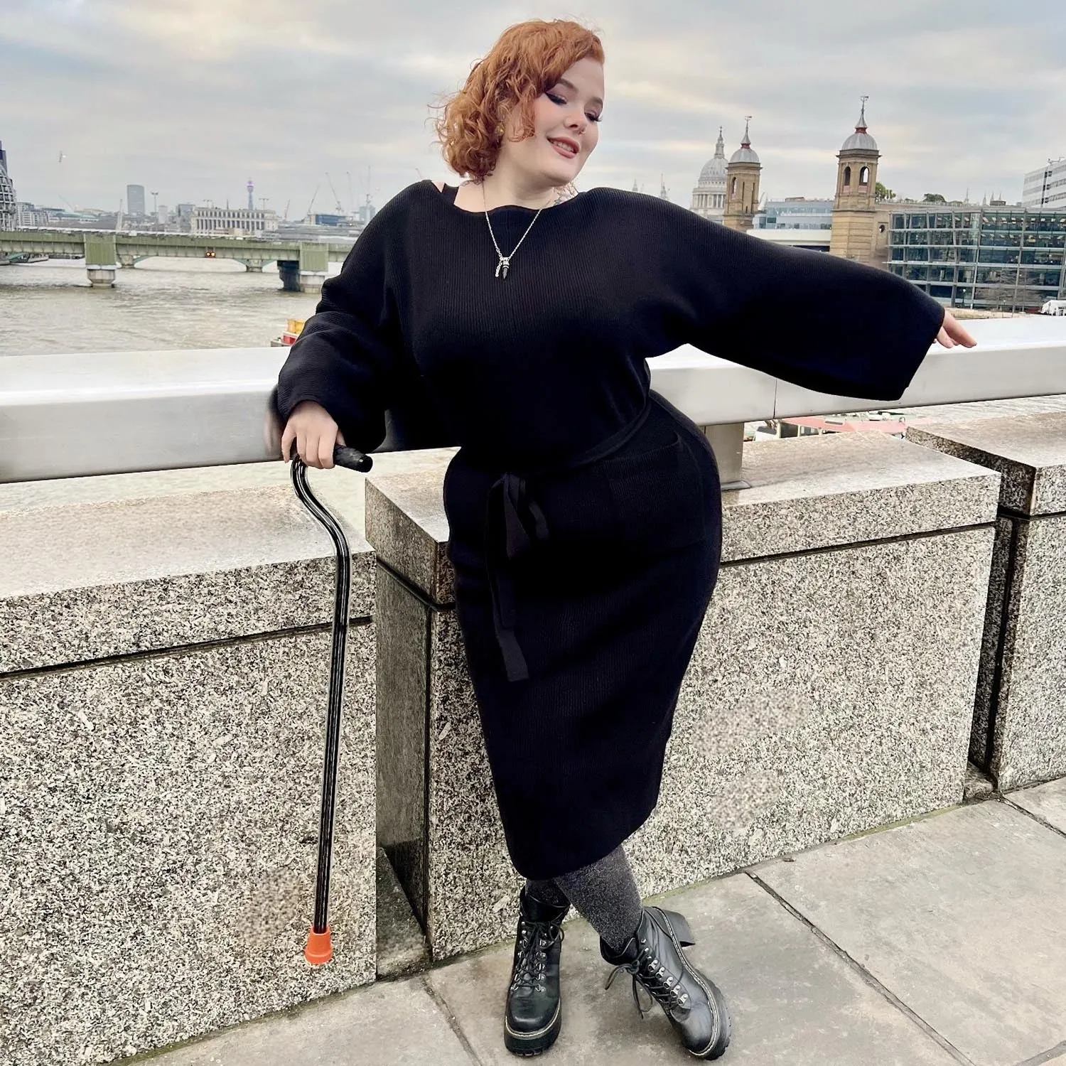 Midi Knitted Cocoon Dress - Black