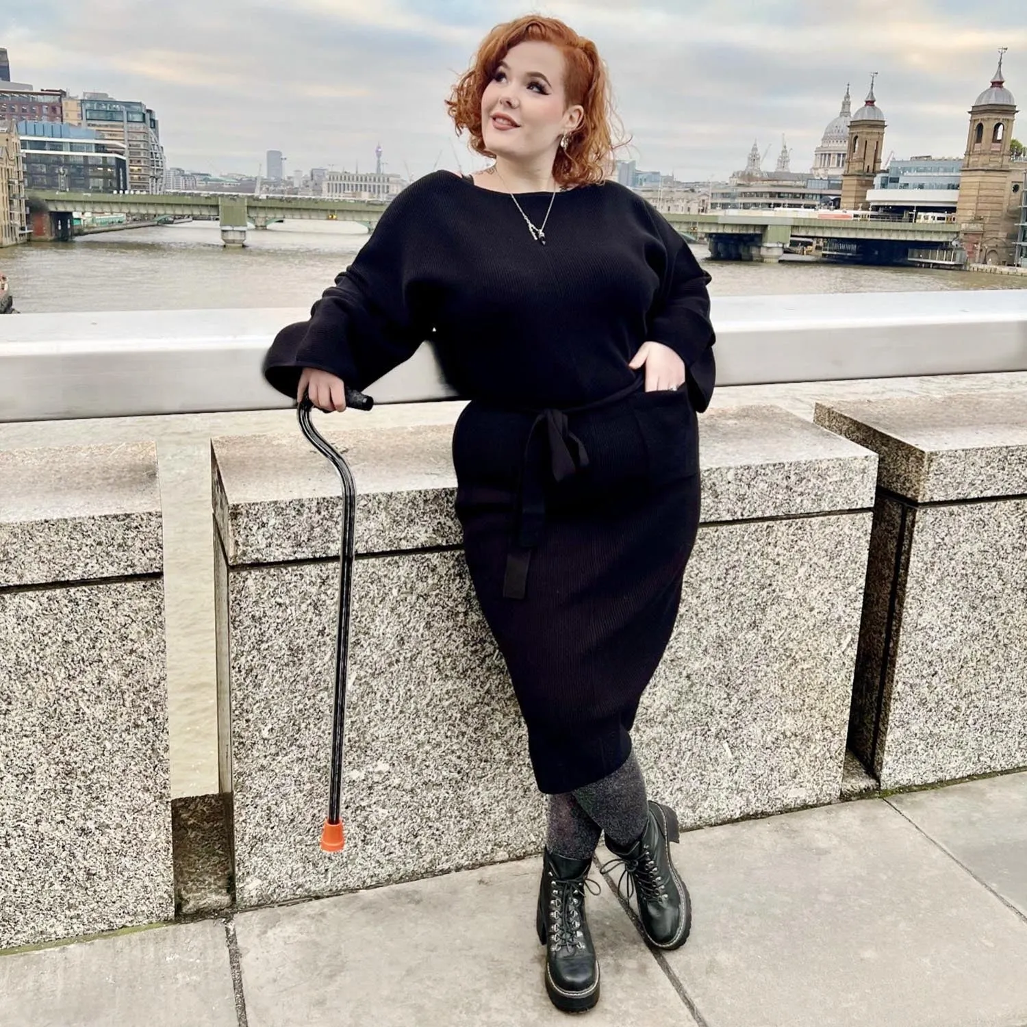 Midi Knitted Cocoon Dress - Black