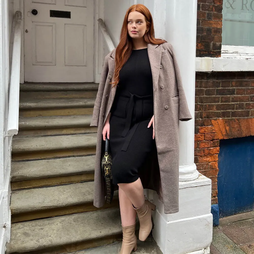 Midi Knitted Cocoon Dress - Black
