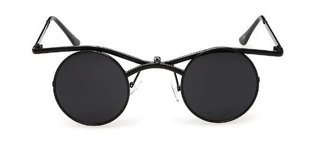 MINCL/Boho Chic Gothic Steampunk Sidestreet Flip-up Round Mirror Lens Metal Frame Sunglasses LXL