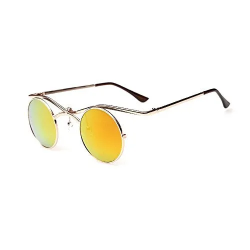 MINCL/Boho Chic Gothic Steampunk Sidestreet Flip-up Round Mirror Lens Sunglasses lxl