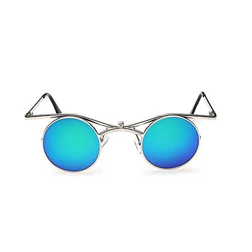 MINCL/Boho Chic Gothic Steampunk Sidestreet Flip-up Round Mirror Lens Sunglasses lxl