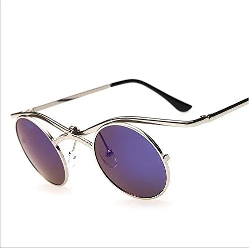MINCL/Boho Chic Gothic Steampunk Sidestreet Flip-up Round Mirror Lens Sunglasses lxl