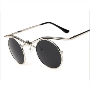 MINCL/Boho Chic Gothic Steampunk Sidestreet Flip-up Round Mirror Lens Sunglasses lxl