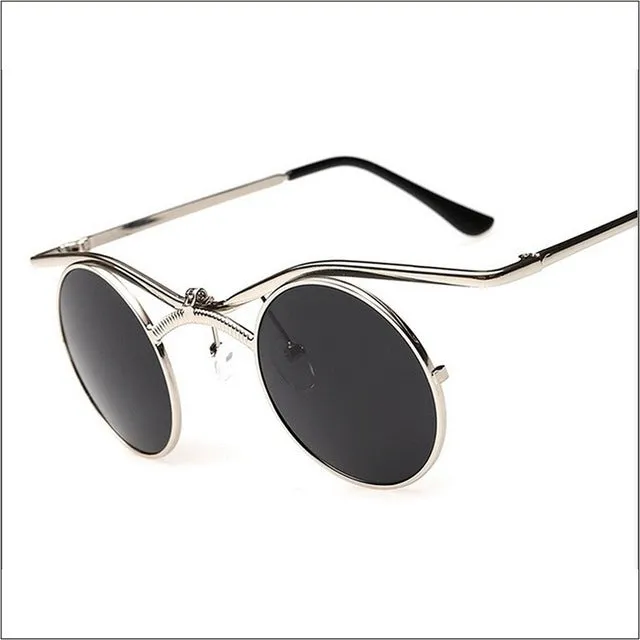MINCL/Boho Chic Gothic Steampunk Sidestreet Flip-up Round Mirror Lens Sunglasses lxl