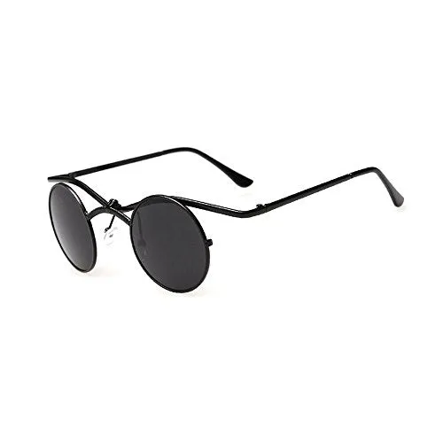 MINCL/Boho Chic Gothic Steampunk Sidestreet Flip-up Round Mirror Lens Sunglasses lxl