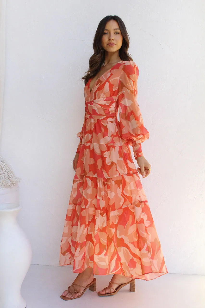 Mireya - Floral Midi Dress - V-Neck & Elegant