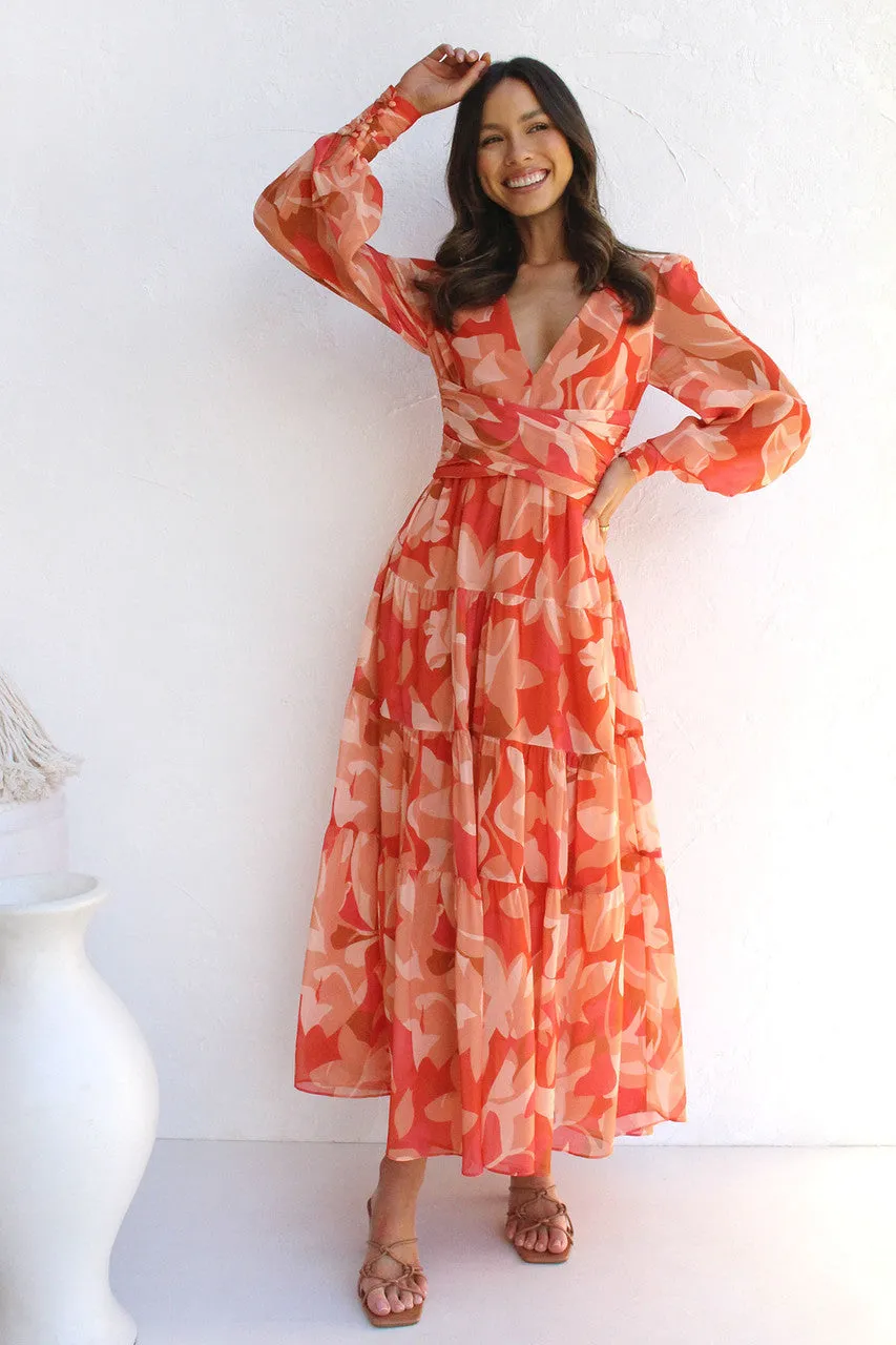 Mireya - Floral Midi Dress - V-Neck & Elegant