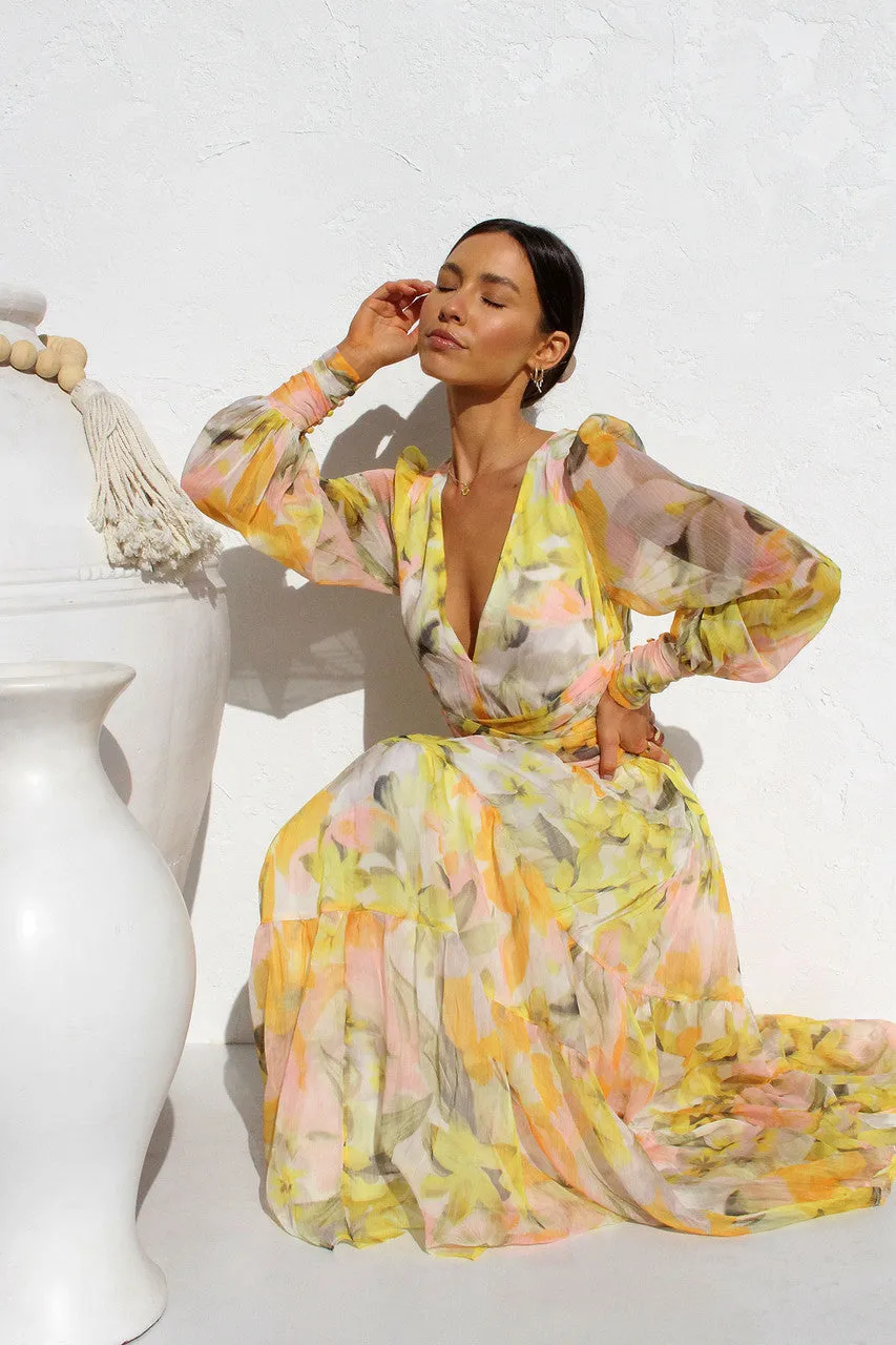 Mireya - Floral Midi Dress - V-Neck & Elegant