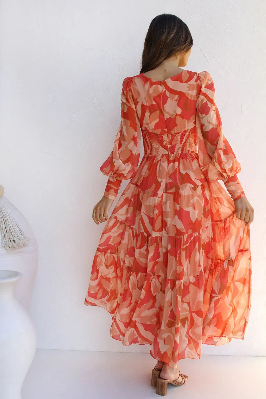 Mireya - Floral Midi Dress - V-Neck & Elegant