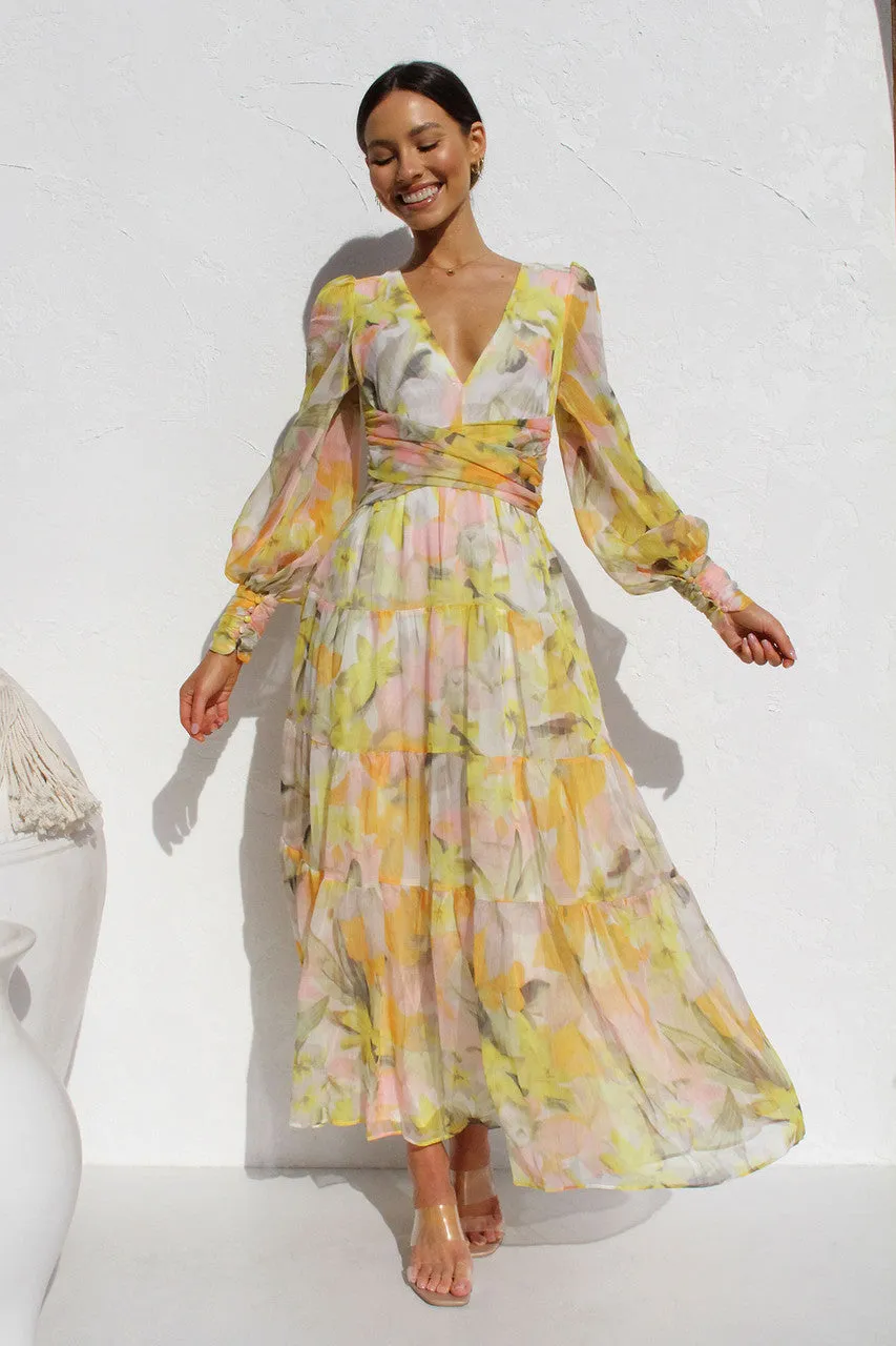 Mireya - Floral Midi Dress - V-Neck & Elegant