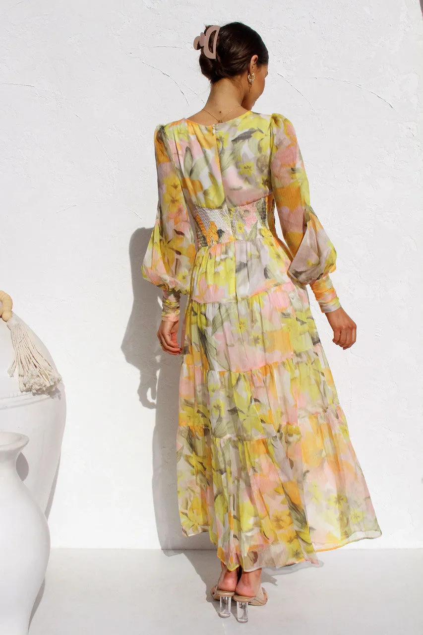 Mireya - Floral Midi Dress - V-Neck & Elegant