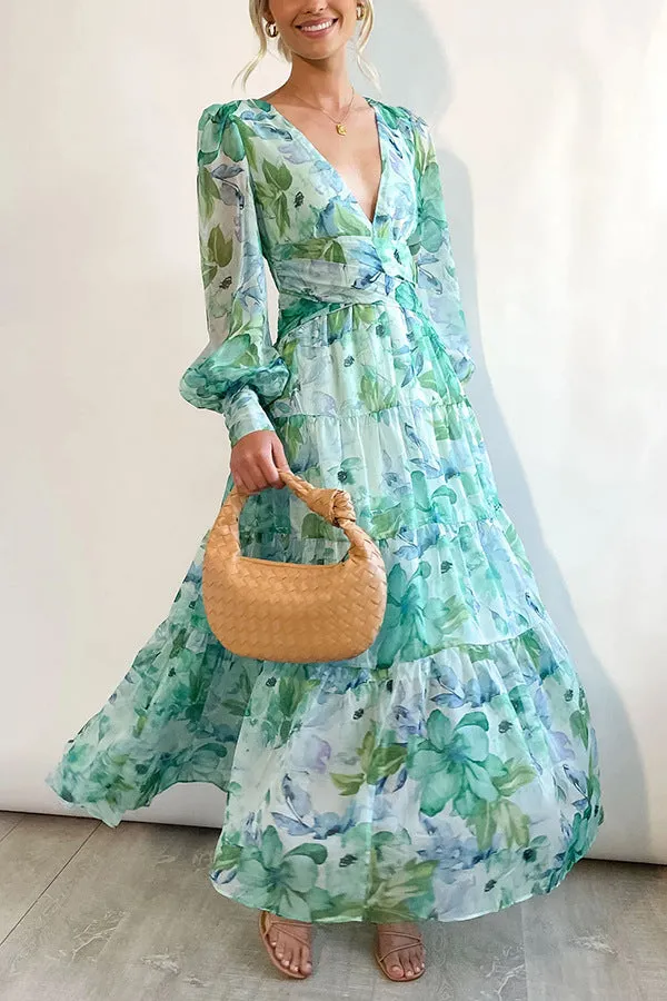 Mireya - Floral Midi Dress - V-Neck & Elegant