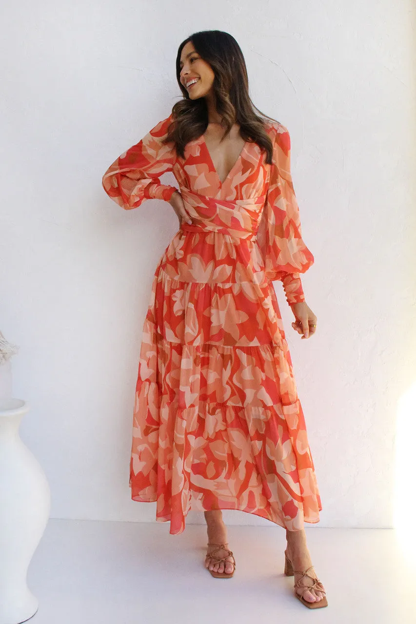 Mireya - Floral Midi Dress - V-Neck & Elegant