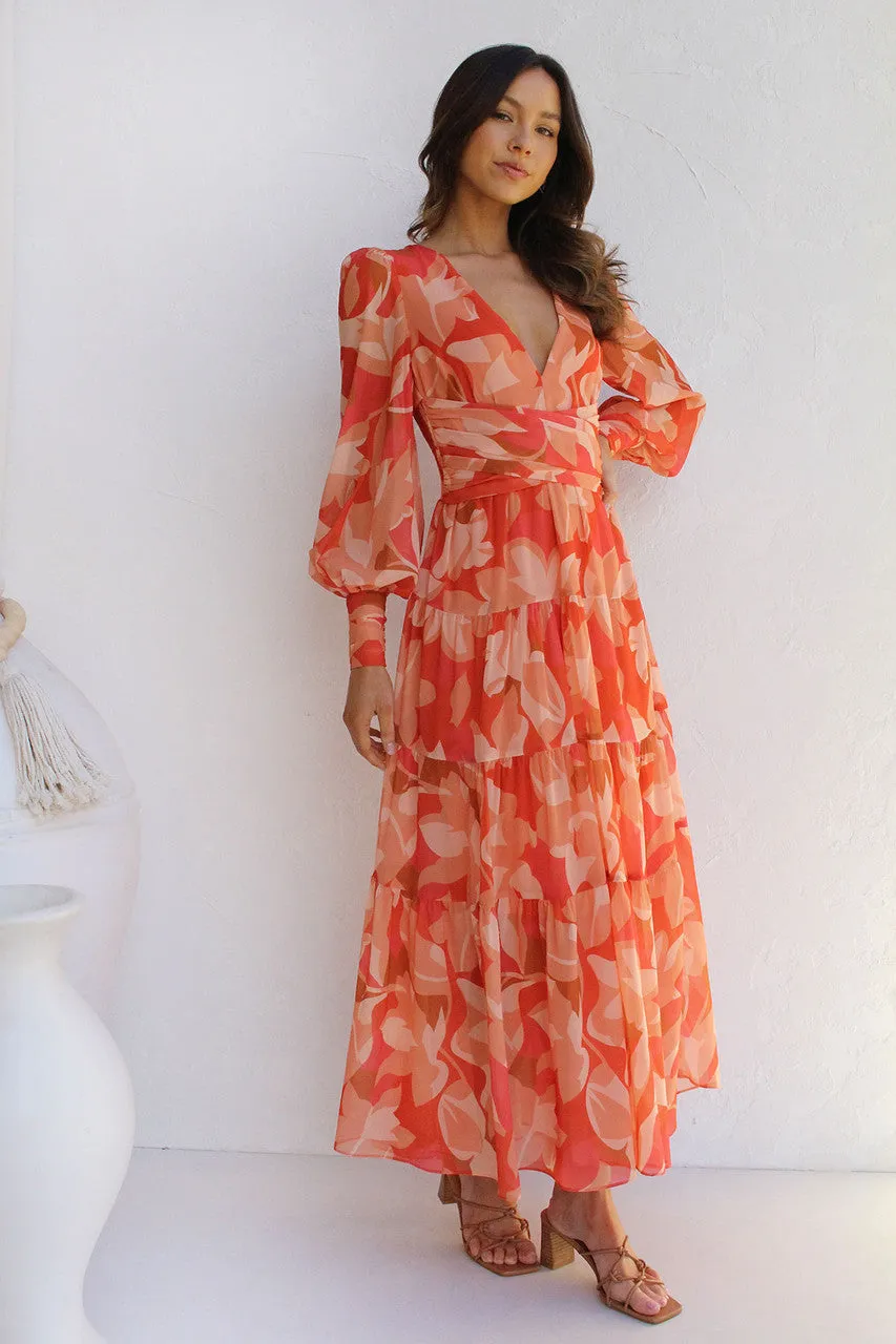 Mireya - Floral Midi Dress - V-Neck & Elegant