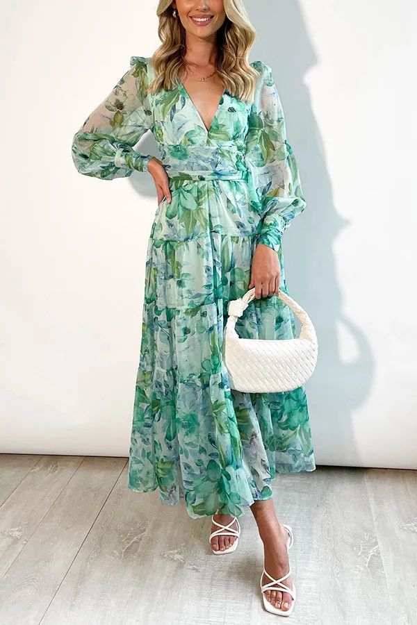 Mireya - Floral Midi Dress - V-Neck & Elegant