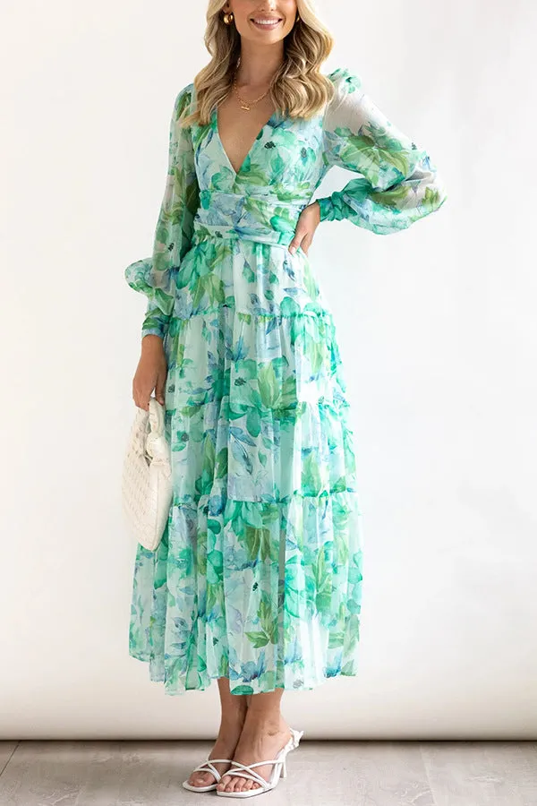 Mireya - Floral Midi Dress - V-Neck & Elegant