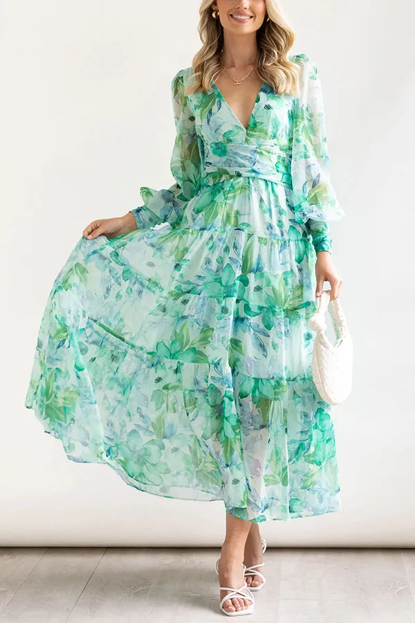 Mireya - Floral Midi Dress - V-Neck & Elegant