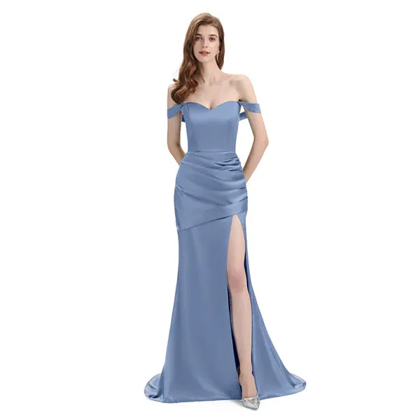 Mismatched Mermaid Slate Blue Sexy Elegant Mermaid Long Bridesmaid Dresses, BD3397