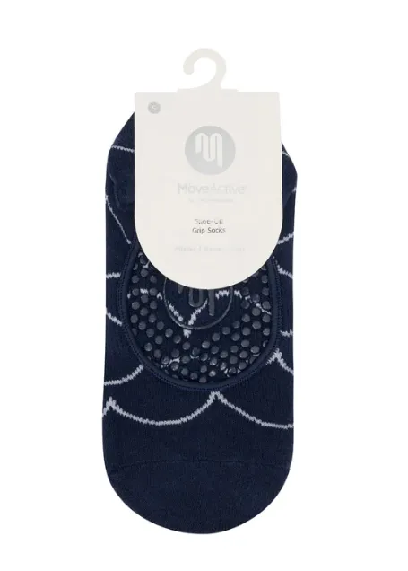 MoveActive Slide On Non Slip Grip Sock - Scallop Navy