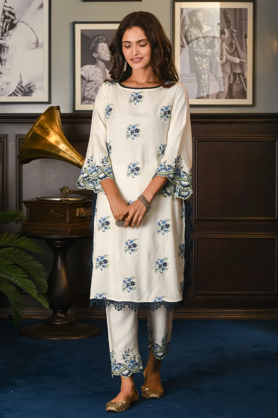 Mulmul Wool Blend Lumi Kurta With Lumi Pant