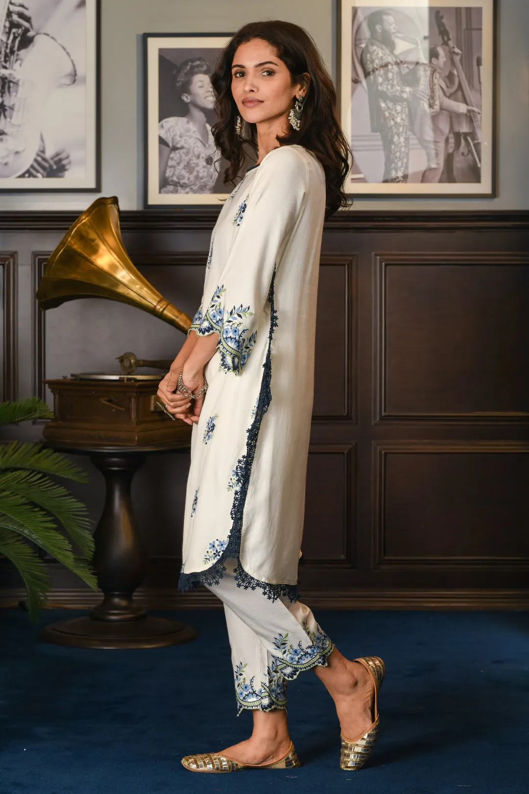 Mulmul Wool Blend Lumi Kurta With Lumi Pant