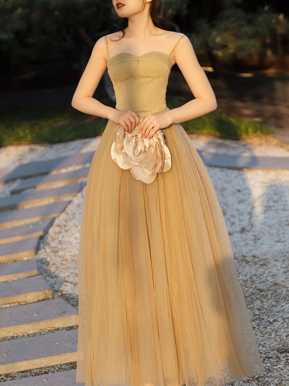 Mustard Green Ballet Lace Strap Vintage Dance Lace Dress