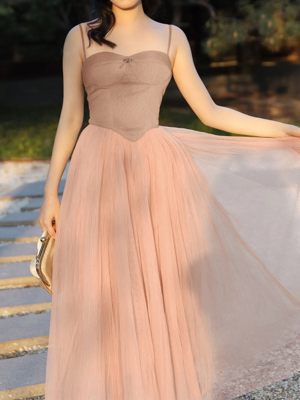 Mustard Green Ballet Lace Strap Vintage Dance Lace Dress