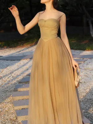Mustard Green Ballet Lace Strap Vintage Dance Lace Dress