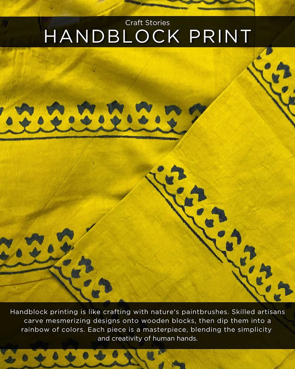 Mustard Handprinted Crop Top Cotton Blouse - God