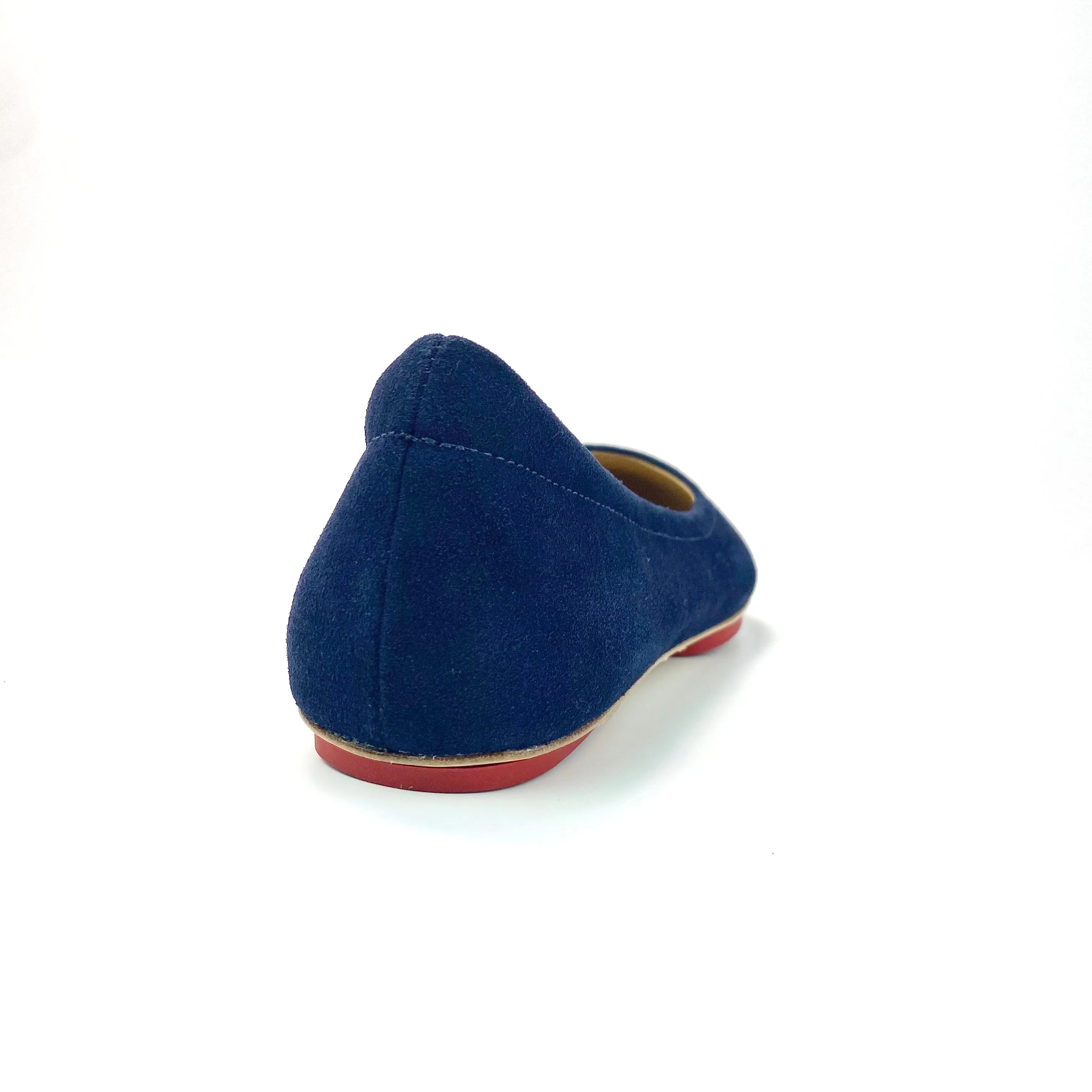 Navy Blue Majesty Velvet Whisper Sahach Ballet Flats