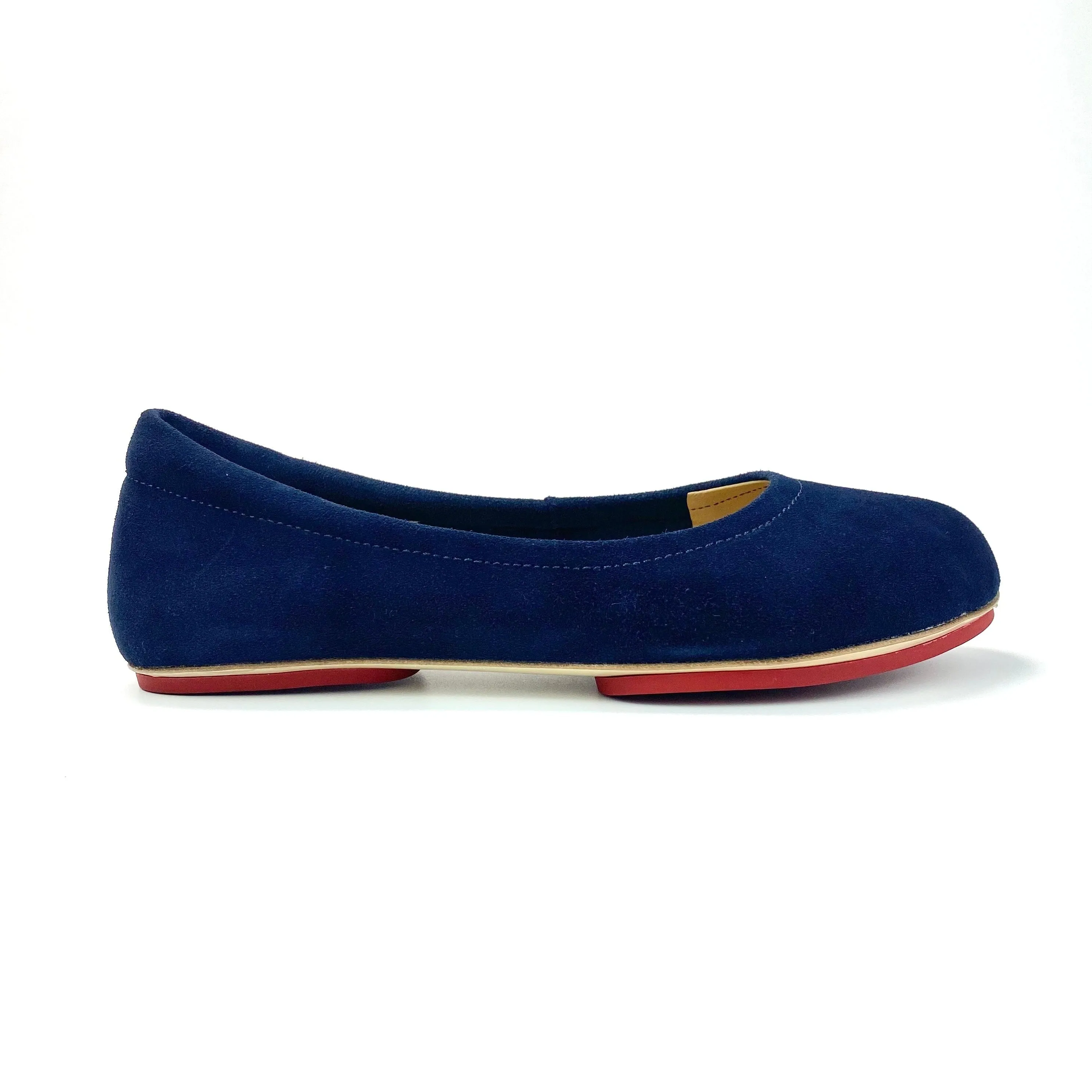 Navy Blue Majesty Velvet Whisper Sahach Ballet Flats