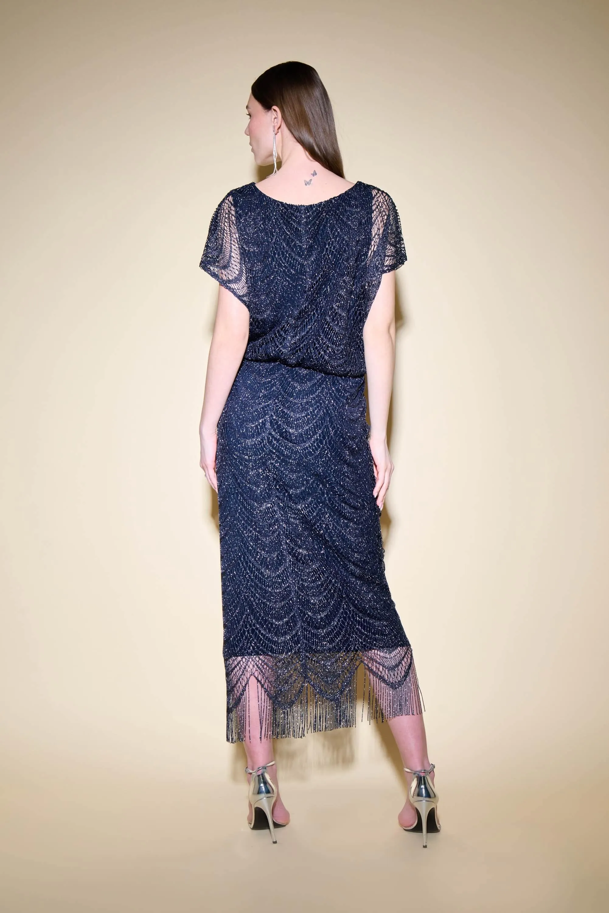 Navy/Silver Glitter Fringe Dress Style 234722