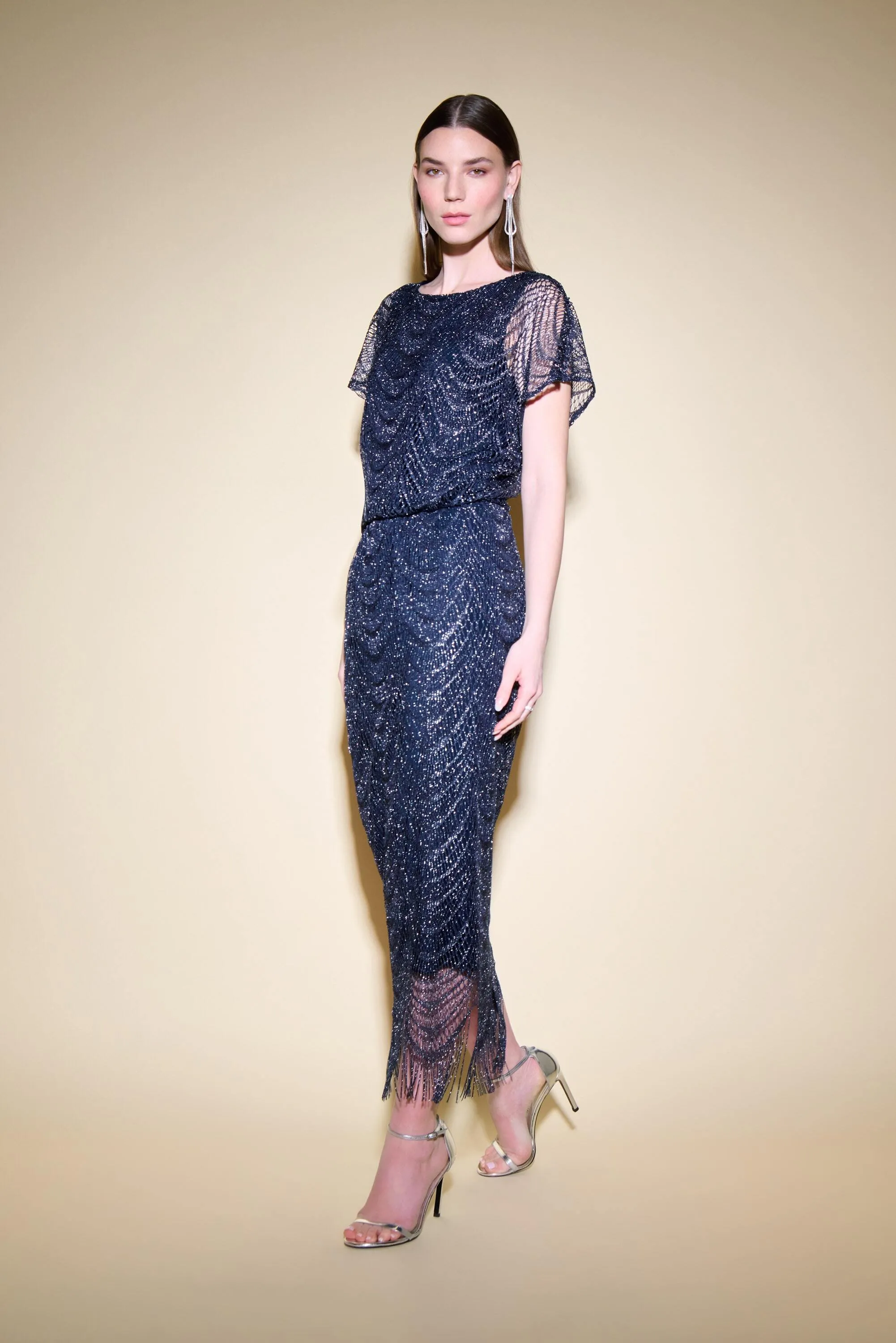 Navy/Silver Glitter Fringe Dress Style 234722