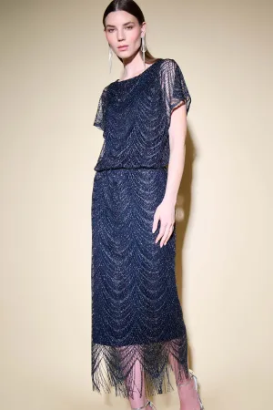 Navy/Silver Glitter Fringe Dress Style 234722