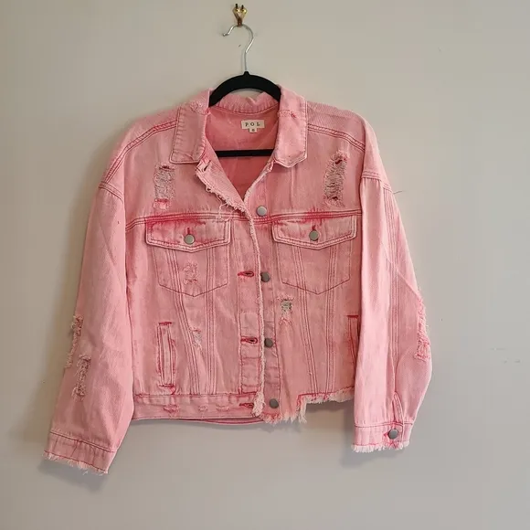 NEW POL Distressed Twill Jacket