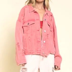 NEW POL Distressed Twill Jacket