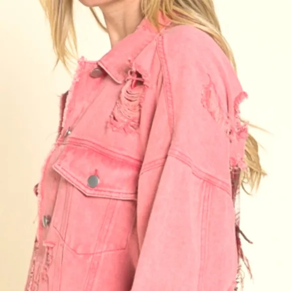 NEW POL Distressed Twill Jacket