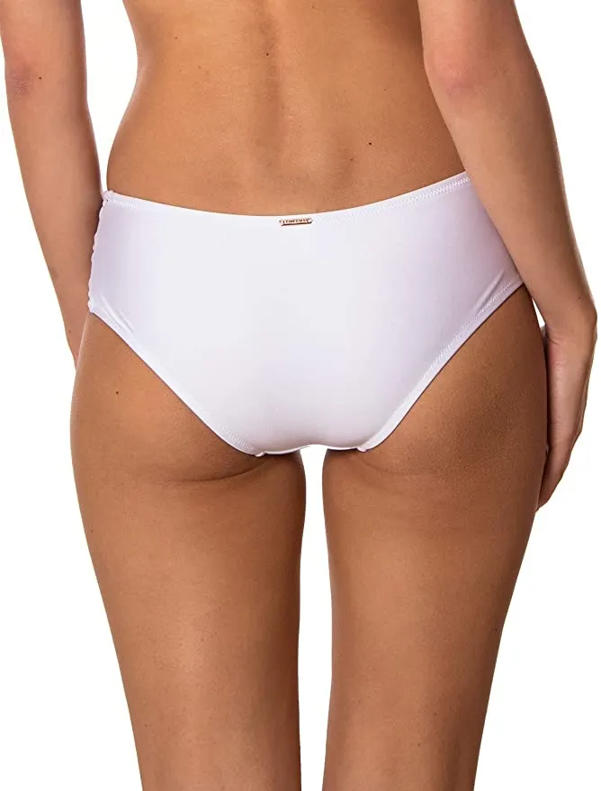 New with tags! RELLECIGA Women's Strappy Bikini Bottom, White, Sz M! Designed with belly button exposed and our signature nameplate at back.