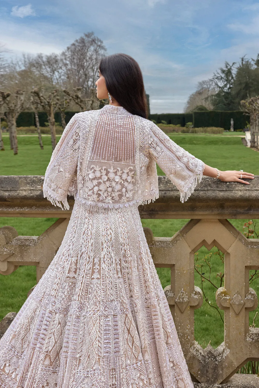 Nude Silver Jacket Lehenga Set