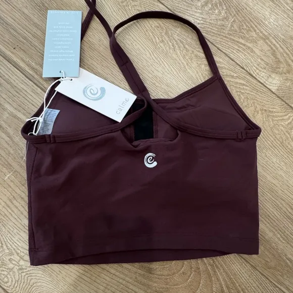 NWT JOHNNY WAS CALME Burgundy Strappy CROP sports Bra