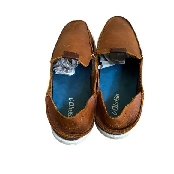 OLUKAI NALUKAI SLIP-ON SHOE - FOX/BONE Leather men’s 10.5