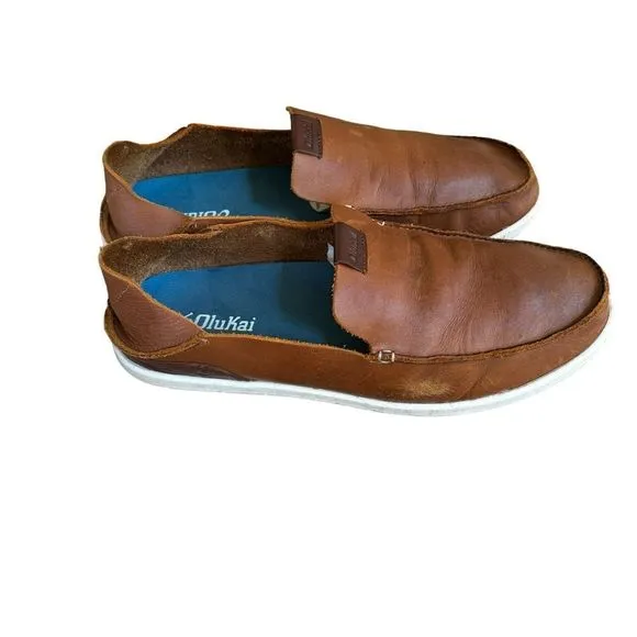 OLUKAI NALUKAI SLIP-ON SHOE - FOX/BONE Leather men’s 10.5