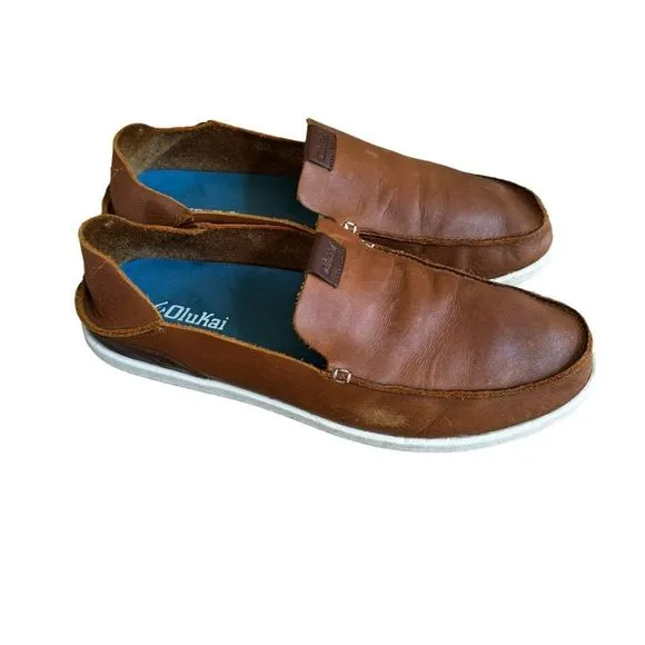 OLUKAI NALUKAI SLIP-ON SHOE - FOX/BONE Leather men’s 10.5