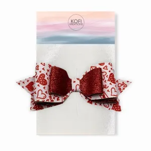 Pepperdine - Passion Hearts Faux Leather Hair Bow