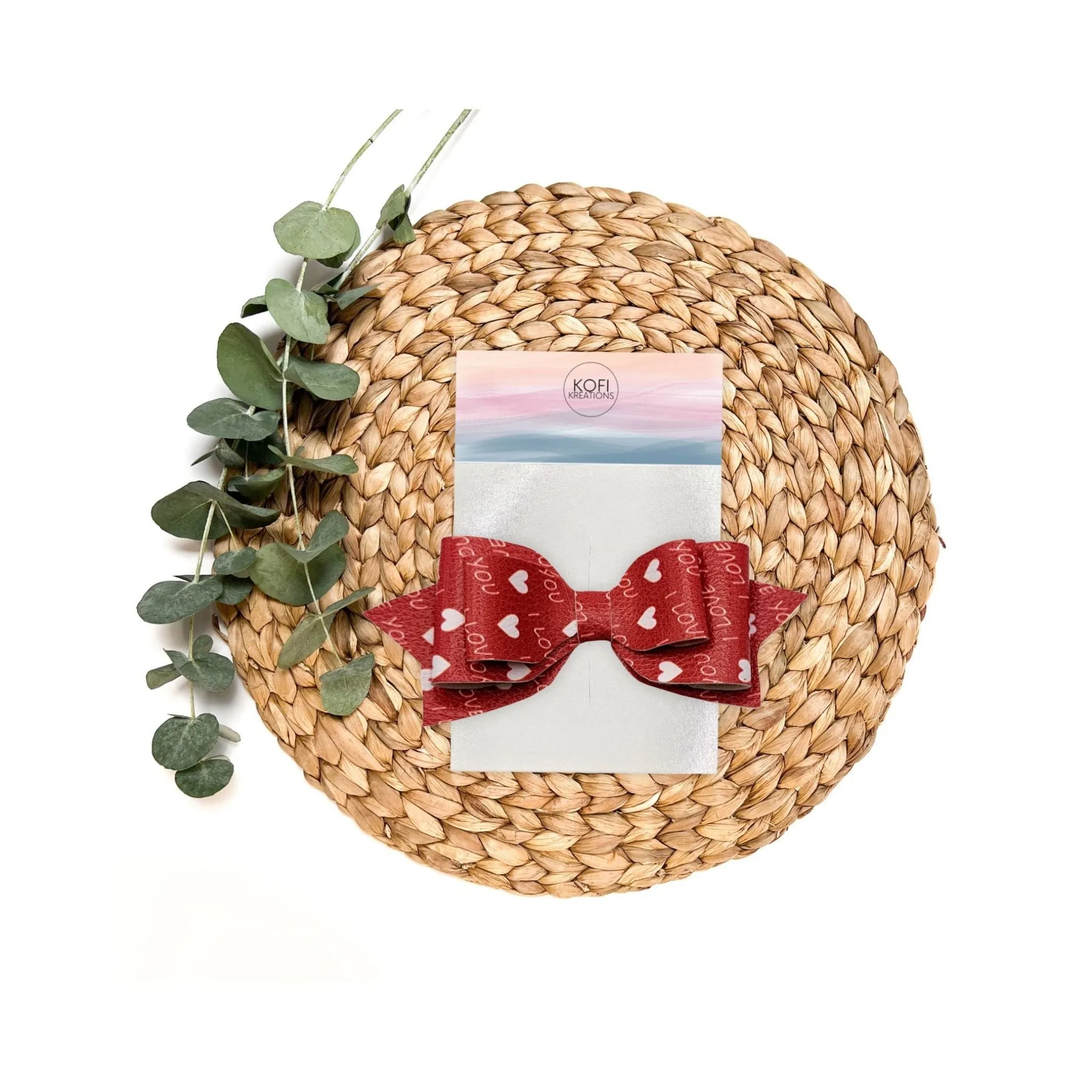 Pepperdine - White Hearts Valentine Hair Bow