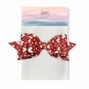 Pepperdine - White Hearts Valentine Hair Bow