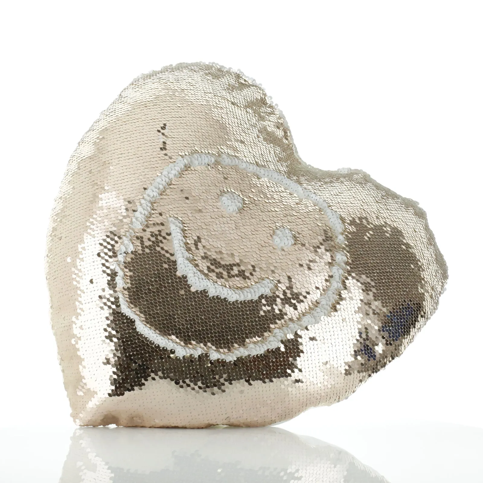 Personalised Sequin Heart Cushion with Hippo Peach Flowers and Cute Text