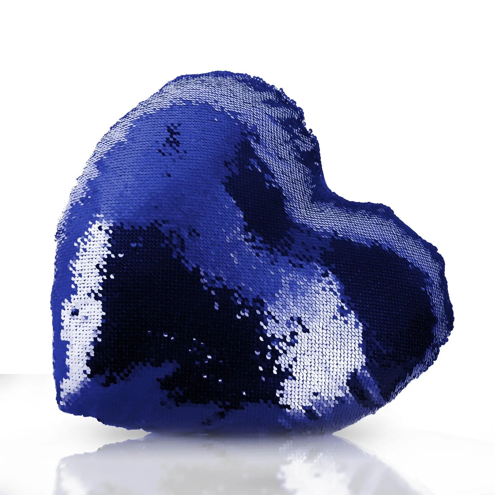 Personalised Sequin Heart Cushion with Snow Owl Blue Butterfly and Cute Text